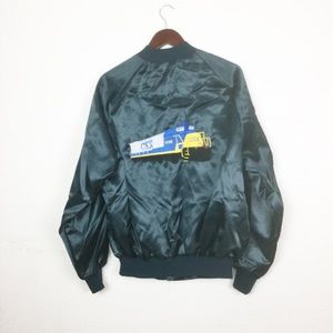 Rare Vintage CSX Train Teal Satin Bomber